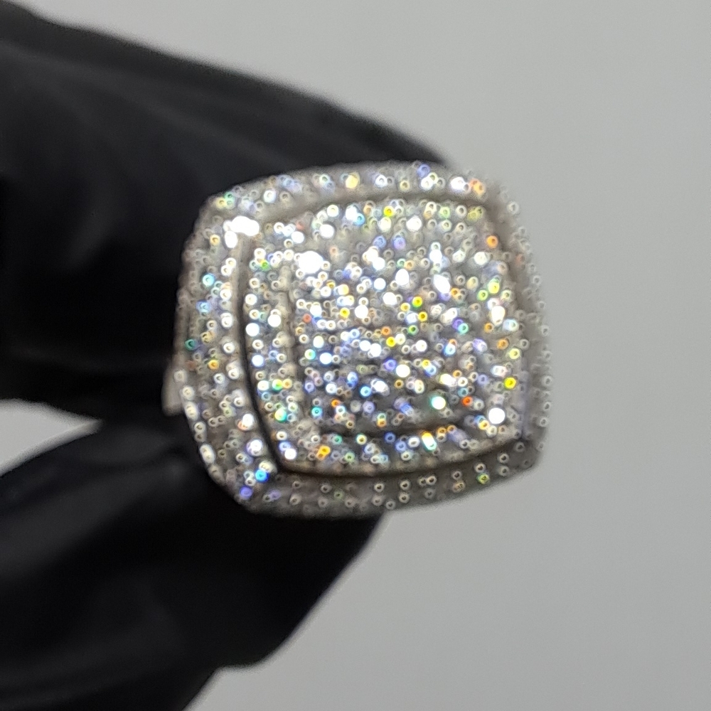Rhodium Over 925 Sterling Silver Moissanite Size 12 Ring